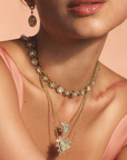 18K & Chrysoprase Small Heart "Caspian" Pendant Necklace with Pave & Satellite Diamond Halo