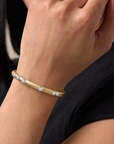 18K & Platinum Two Tone "Constellation" 5.0 Plie Bangle Featuring Six Scattered Diamonds