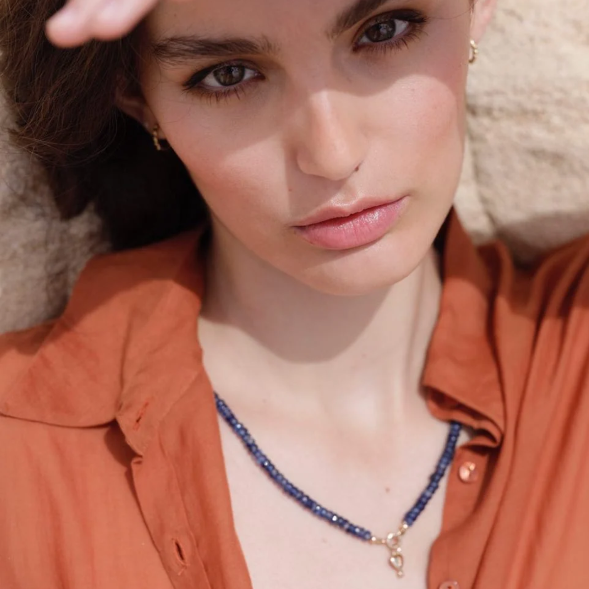 Faceted Kyanite Beaded Choker Necklace