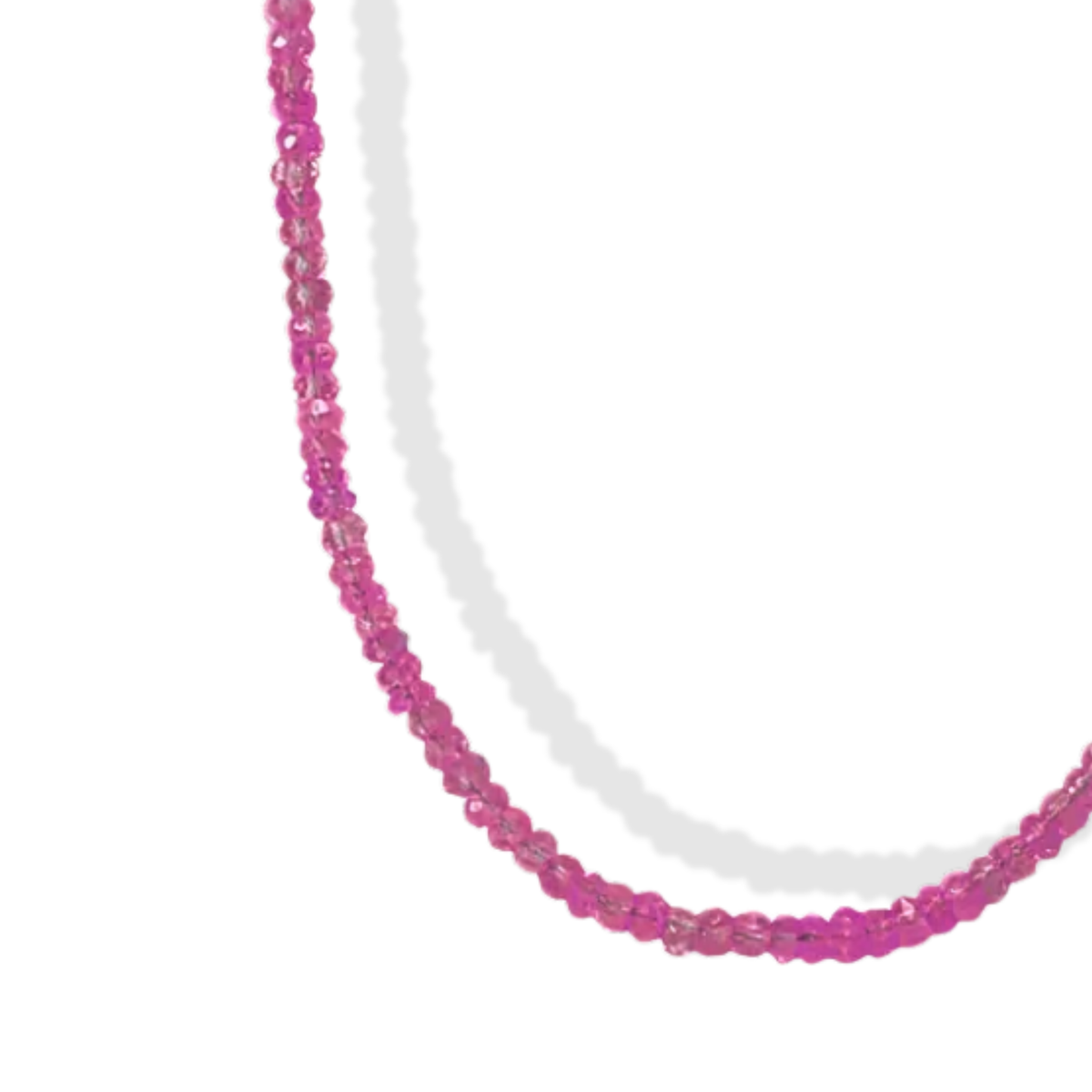 Faceted Pink Sapphire Beaded Necklace in 16"
