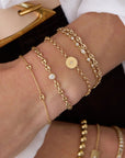 14K Gold Medium Rolo Chain Bracelet with Small Star-Set Diamond Disc