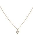 14K "Claw-Set" Upside-Down Teardrop Grey Diamond Necklace with Pave Diamond Details