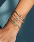 14K & Emerald "Tennis Segment" Small Curb Chain Bracelet