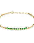 14K & Emerald "Tennis Segment" Small Curb Chain Bracelet