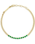 14K & Emerald "Tennis Segment" Small Curb Chain Bracelet