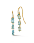 18K Triple Zimbaqua Aquamarine (1.38 tcw) "Dew Drop" Earrings with Pave Diamond Details