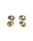 22K & 18K Bezel-Set Double Faceted Blue Sapphire Stud Earrings