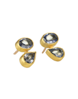 22K & 18K Bezel-Set Double Faceted Blue Sapphire Stud Earrings