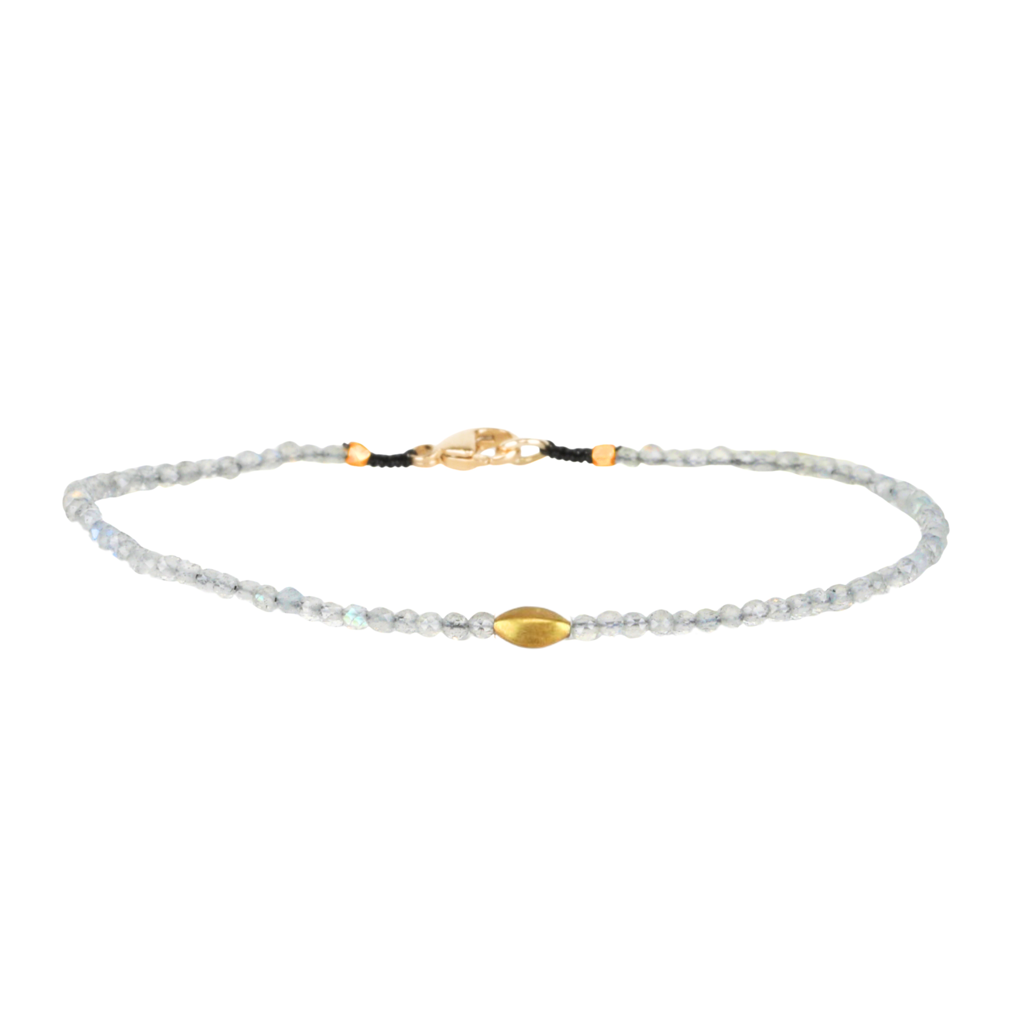 Faceted Labradorite Beaded Bracelet with 18K Marquise Bead