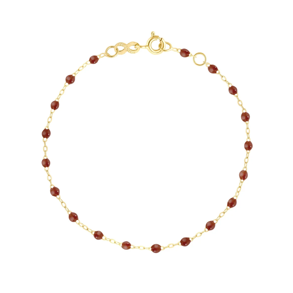 18K &amp; "Moka" Brown Resin Beaded "Classic" Bracelet