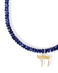 Faceted Blue Kyanite Beaded Choker With 10K "Chai" Charm