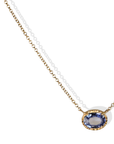 18K Fixed East-West Oval Blue Sapphire Pendant Necklace