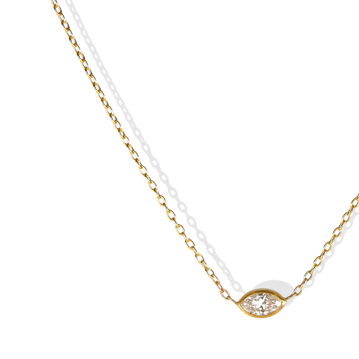 22K &amp; 14K Marquise Diamond Pendant Necklace