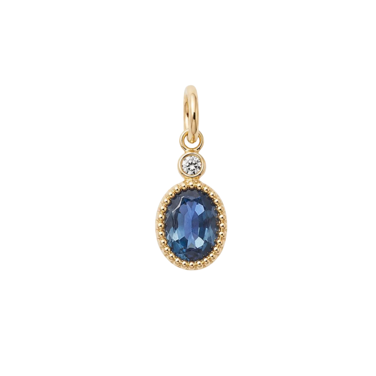 One-Of-A-Kind 10K &amp; Oval Blue Sapphire "Station" Pendant with Diamond &amp; Milgrain Details