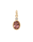 One-Of-A-Kind 10K & Oval Pink Tourmaline "Station" Pendant with Diamond & Milgrain Details