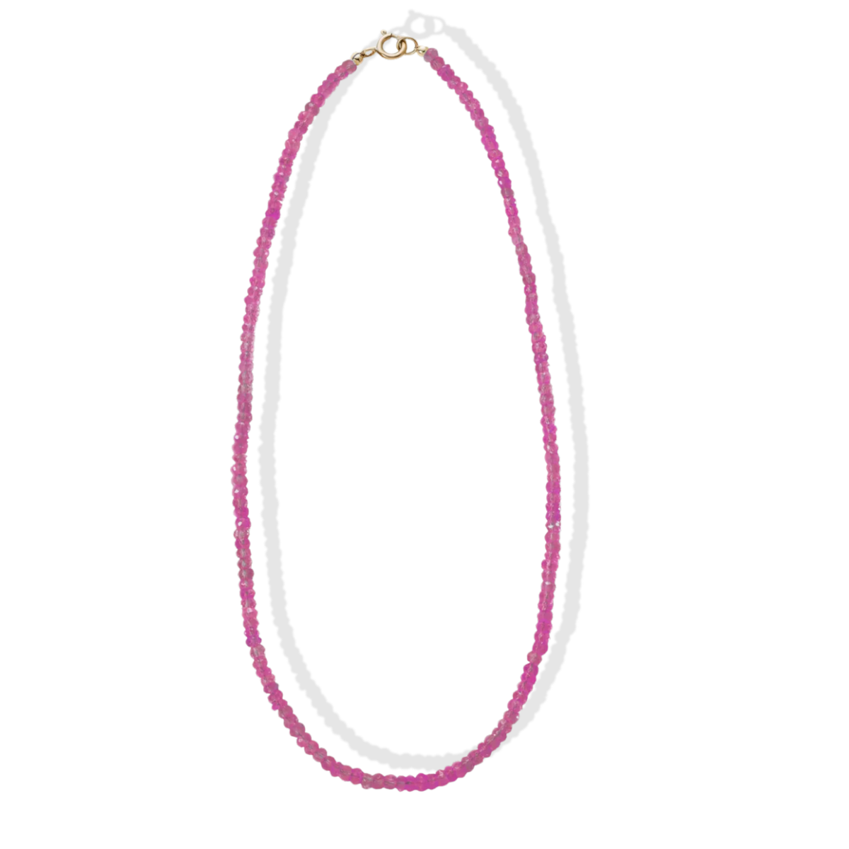 Faceted Pink Sapphire Beaded Necklace in 16"