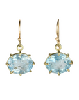 18K Mini Oval Prong-Set Faceted Aquamarine Earrings