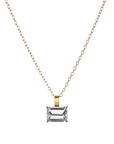 22K & Oxidized Sterling Silver Prong-Set East-West Emerald Cut White Topaz Pendant