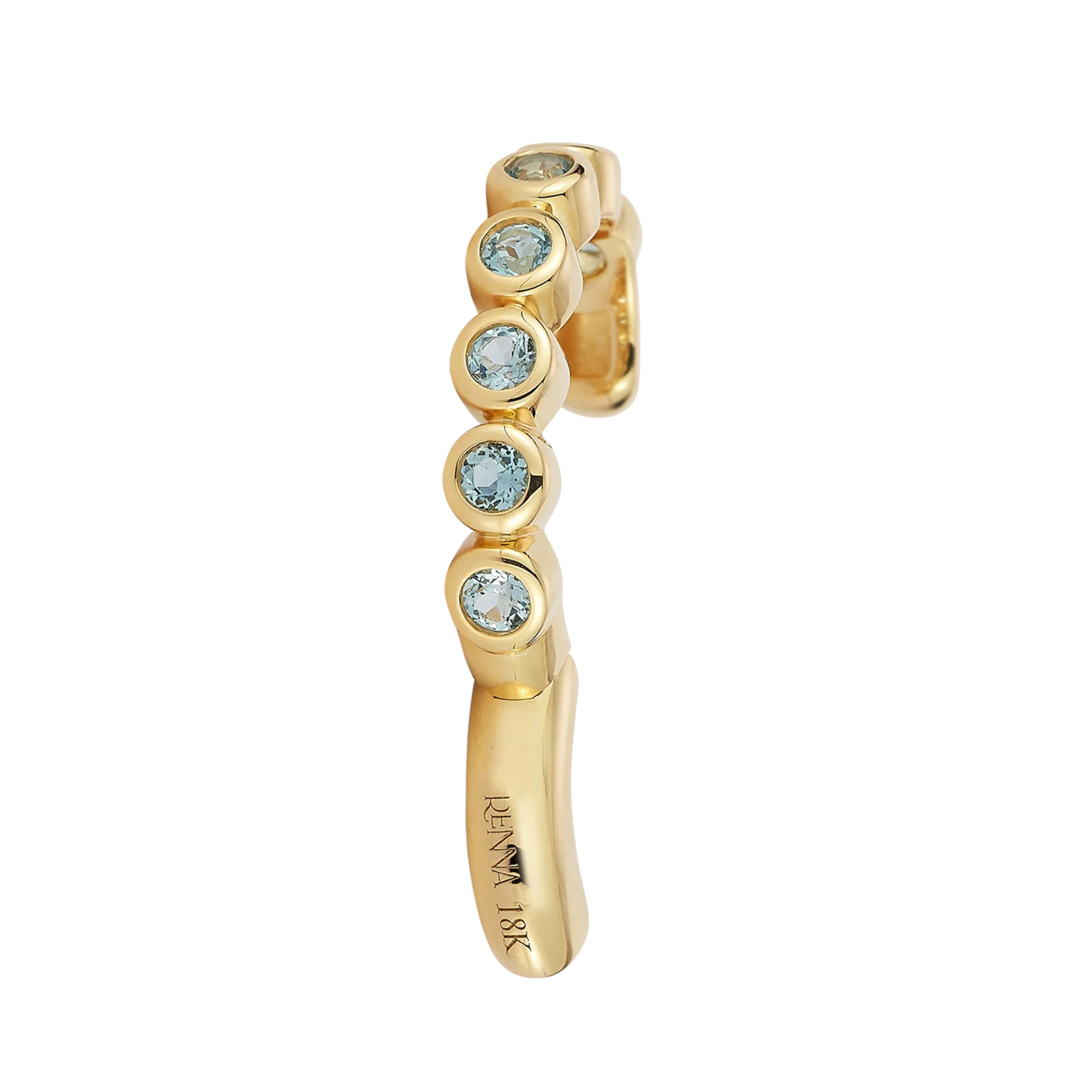 18K Bezel-Set Blue Topaz "Bubble" Ear Cuff