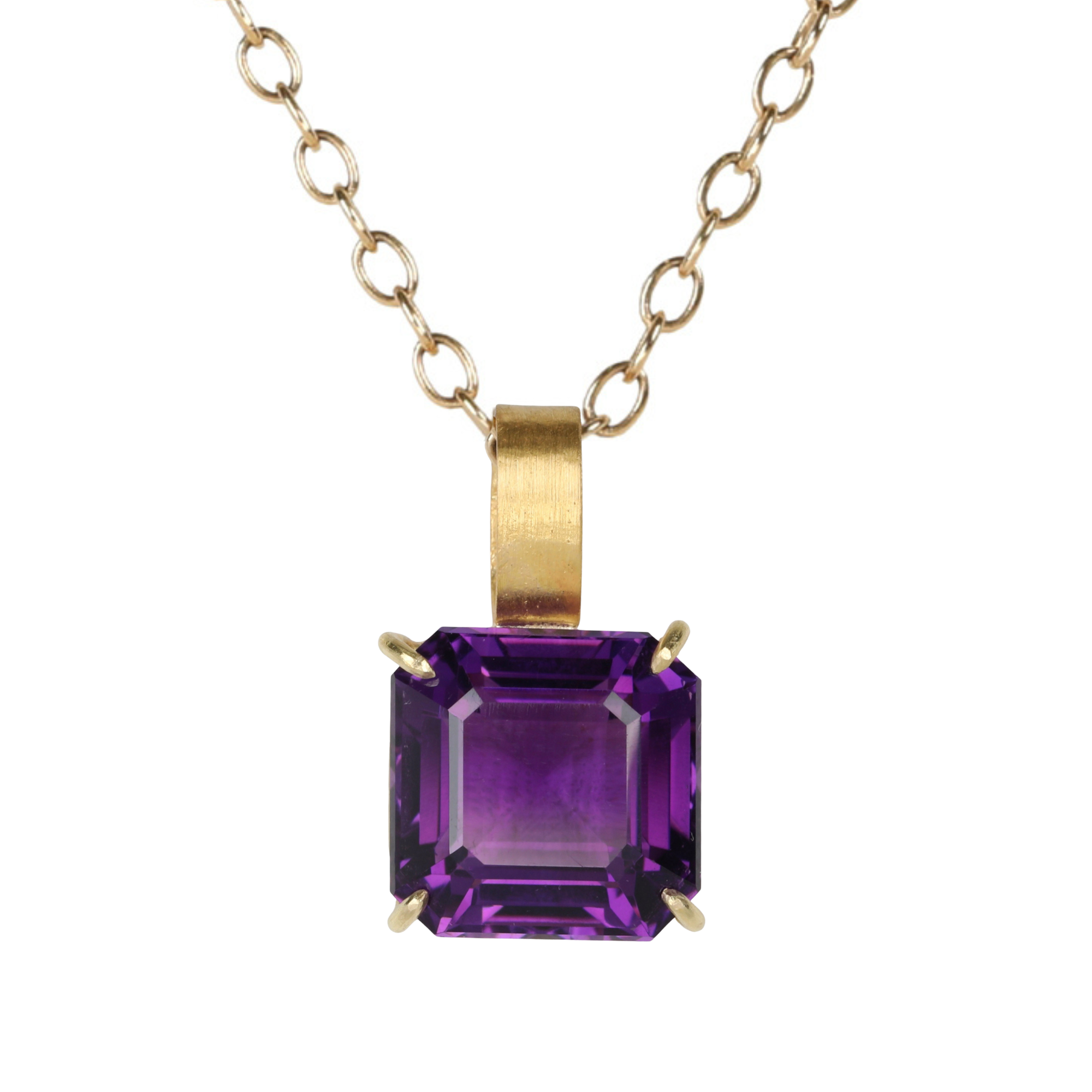 22K &amp; 18K Emerald Cut Violet Amethyst Pendant