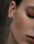 Vermeil Arch-Shaped Cuff Post Earrings with Polki Slice Diamond