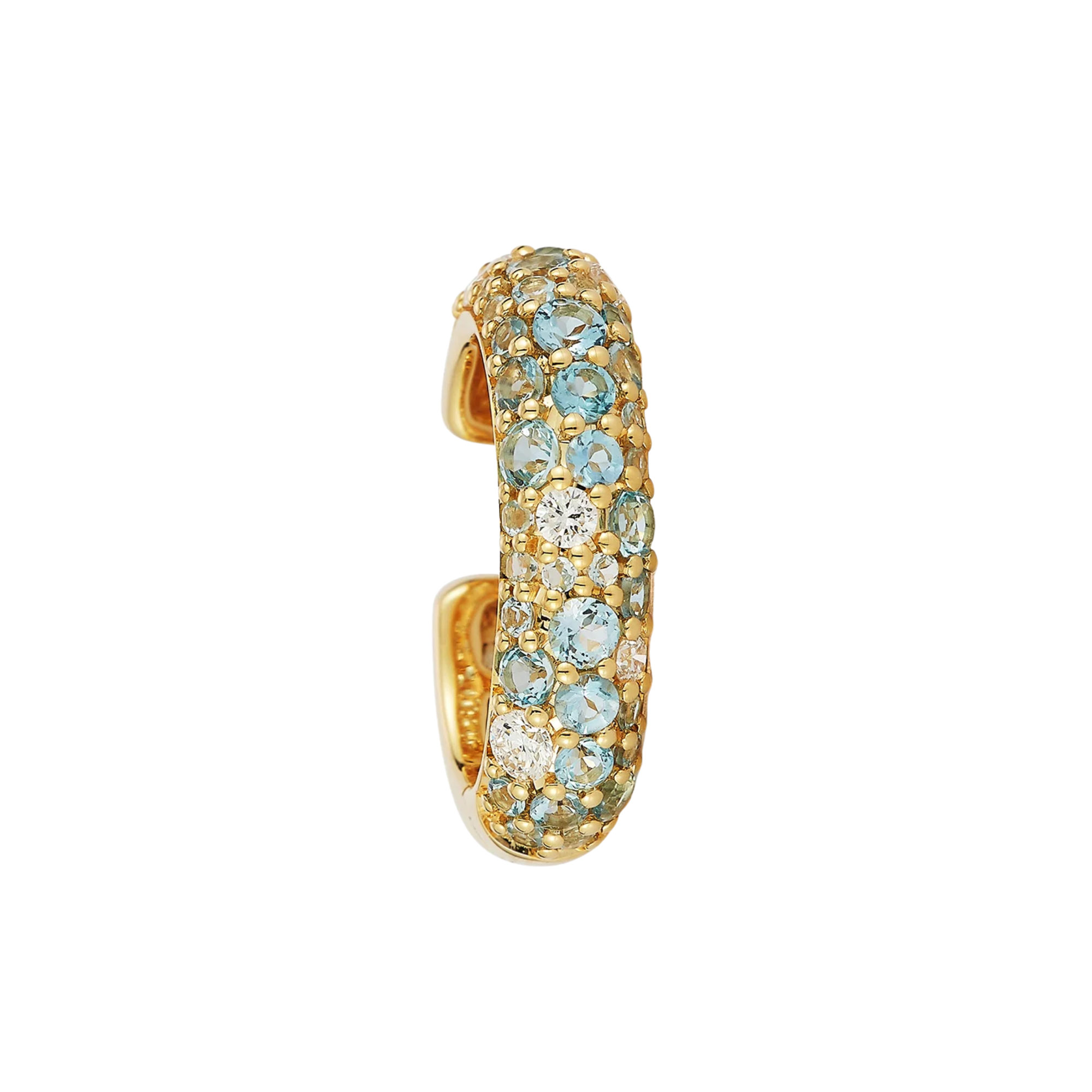 18K Aquamarine, Blue Topaz &amp; Diamond "Tidepool" Ear Cuff