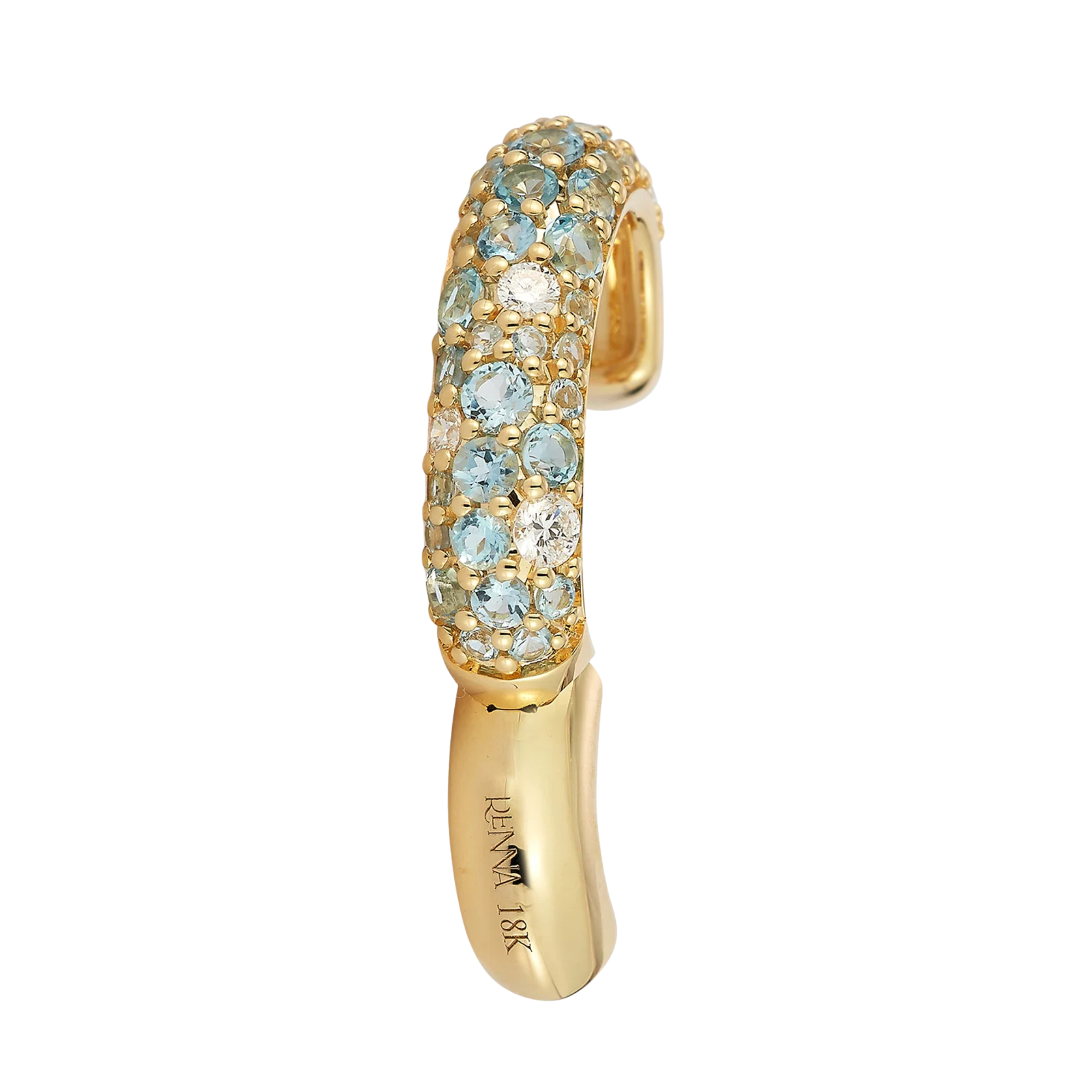 18K Aquamarine, Blue Topaz &amp; Diamond "Tidepool" Ear Cuff