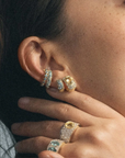 18K Aquamarine, Blue Topaz & Diamond "Tidepool" Ear Cuff