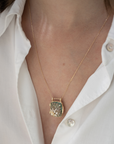 14K & Fluorite "Sun & Diamonds" Locket Necklace