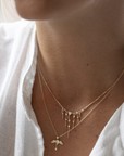 14K "Dream Maker" Trillion Diamond Necklace with Dangling Bar & Diamond Details