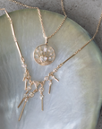 14K "Dream Maker" Trillion Diamond Necklace with Dangling Bar & Diamond Details