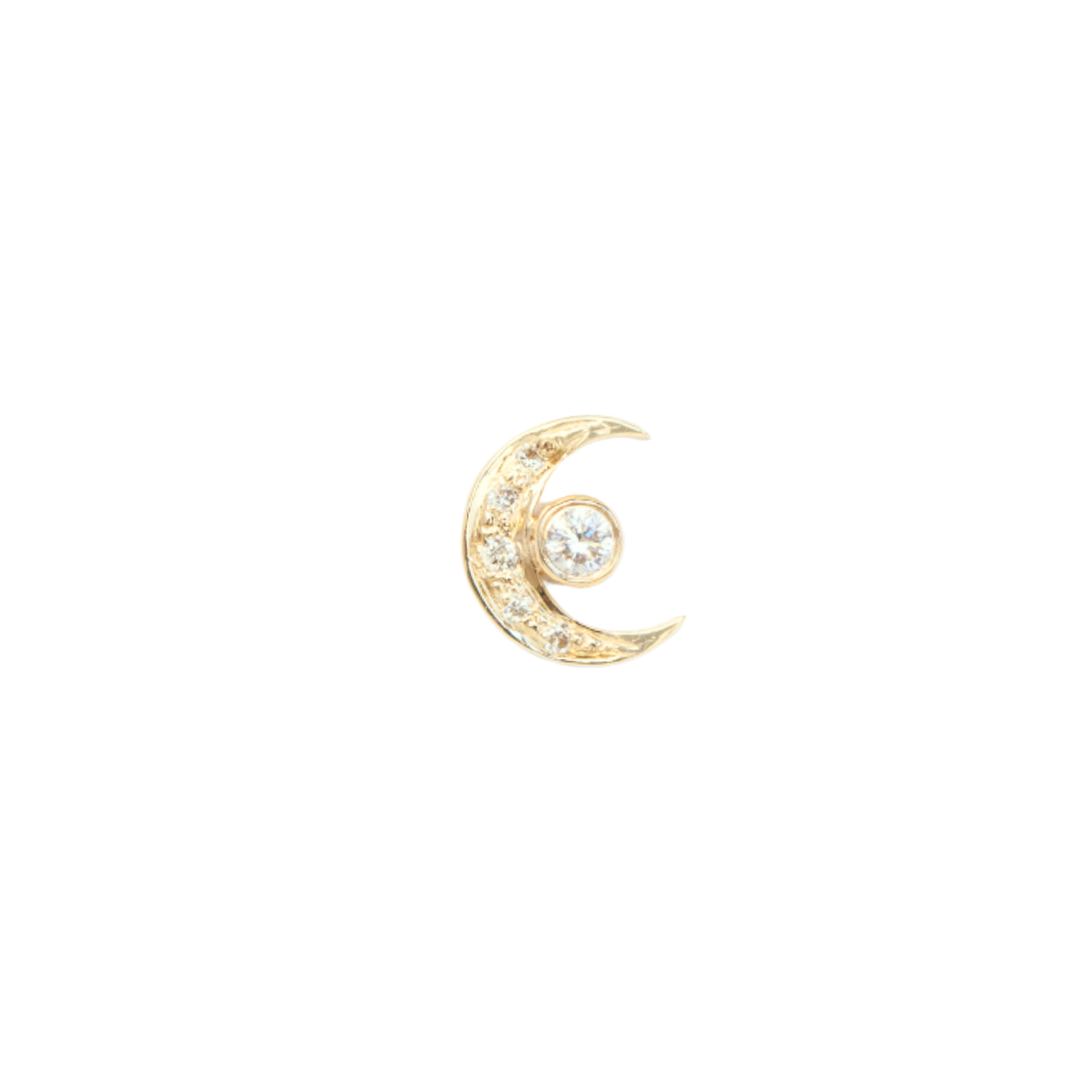 14K &amp; Diamond "Moon and Earth" Stud Earring