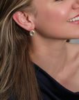 22K & 18K Frame Bezel-Set Organic Rosecut Blue Sapphire Fixed Drop Earrings