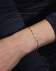 14K Prong-Set Lab Grown Oval Diamond Paperclip "Branch" Bracelet