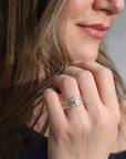 Sterling Silver & 18K Bezel-Set Diamond Textured Ring