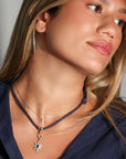 Indigo Paracord Necklace with 10K Swivel & Beads