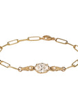 14K Prong-Set Lab Grown Oval Diamond Paperclip "Branch" Bracelet