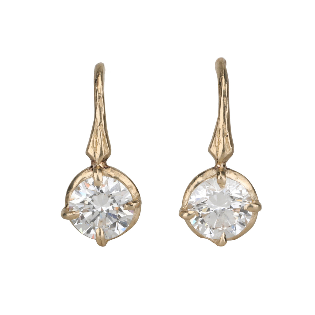14K Gold &amp; Lab Grown Round Brilliant Cut Diamond "Branch" Earrings