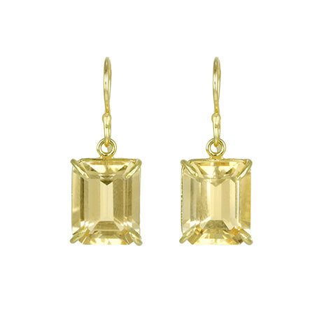 Champagne Citrine Emerald Cut Earrings