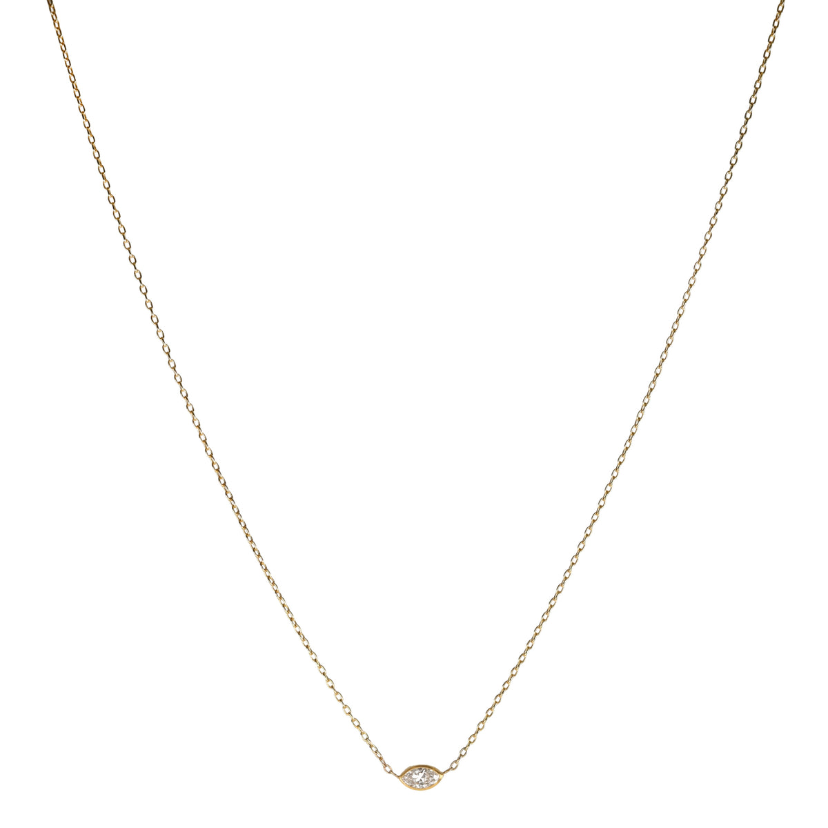 22K &amp; 14K Marquise Diamond Pendant Necklace