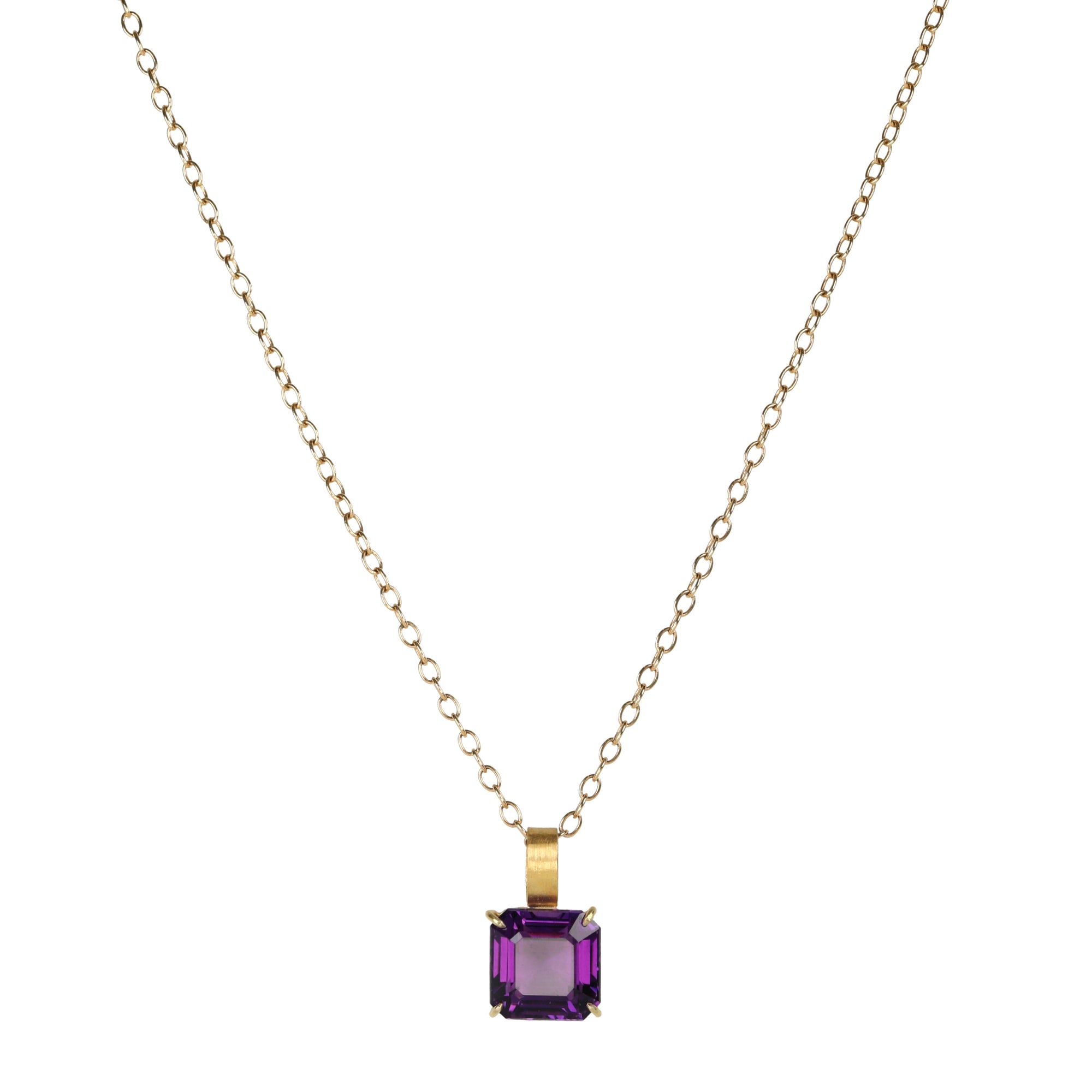 22K &amp; 18K Emerald Cut Violet Amethyst Pendant