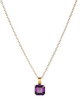 22K & 18K Emerald Cut Violet Amethyst Pendant