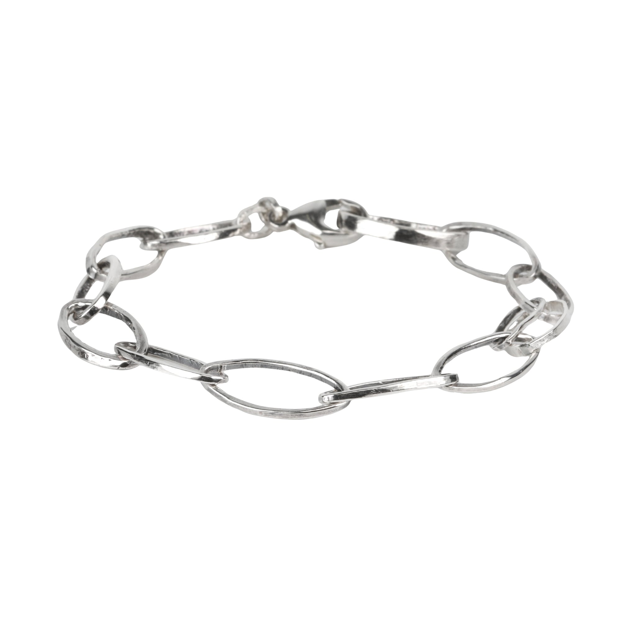 "Lottie" Sterling Silver Handmade Hammered Oval Link Bracelet