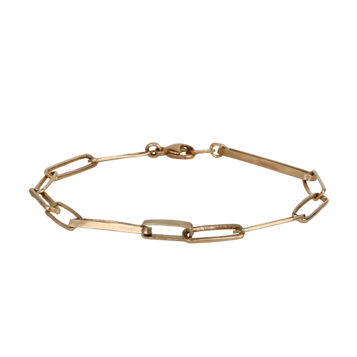 The "Tara" 14K Hammered Rectangular Link Bracelet