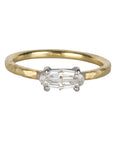 18K & Platinum Horizontal Step-Cut "Moval" Diamond Ring