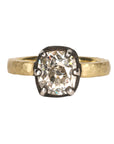 18K & Blackened Platinum 6-Prong 2.58ct Old Euro Cushion Diamond Ring