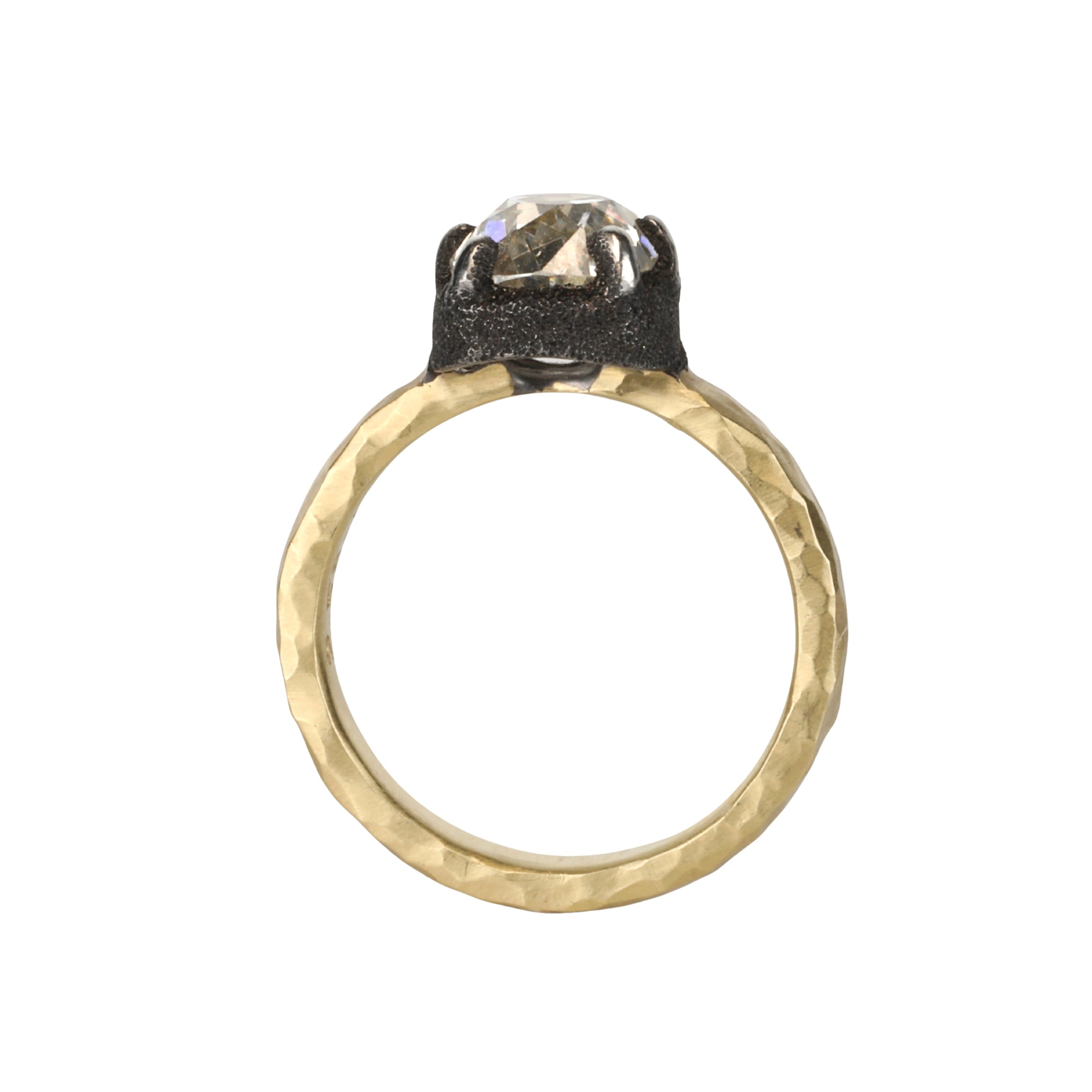 18K &amp; Blackened Platinum 6-Prong 2.58ct Old Euro Cushion Diamond Ring