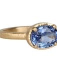 18K Gold Prong-Set East-West Oval Blue Sapphire Ring