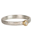 Sterling Silver & 18K Bezel-Set Diamond Textured Ring