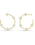 14K & Five Diamond "Dash" Front-to-Back Circle Post Earrings